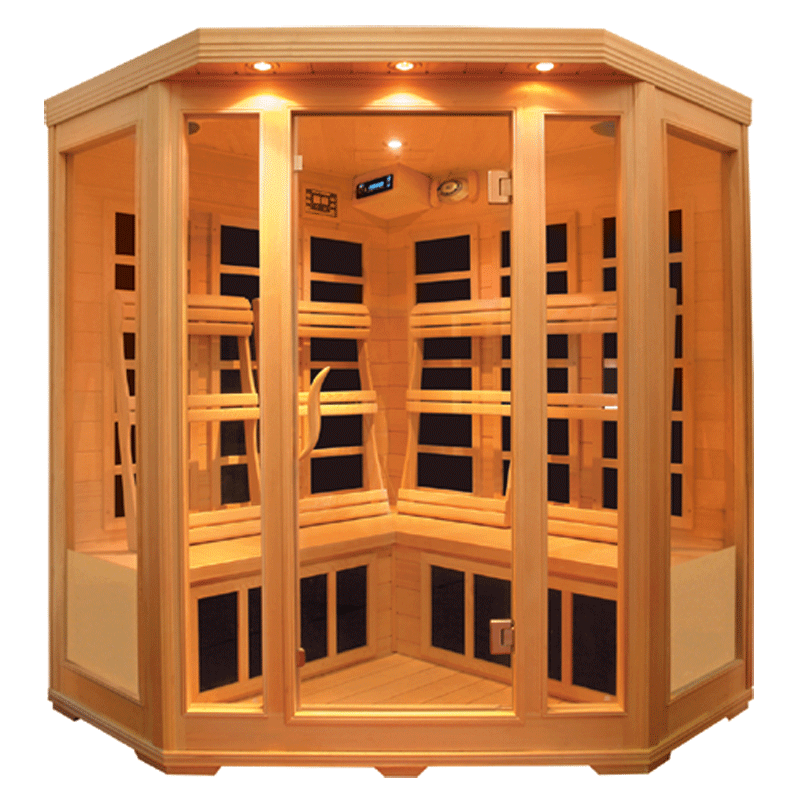 Three Person Corner Infrared Sauna With Carbon Heaters