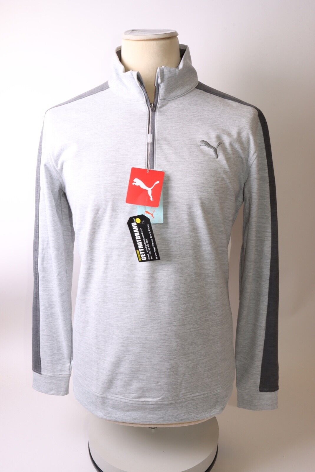 Puma Men’s Cloudspun T7 1/4 Zip Sweatshirt – L – Grey – Get That Brand