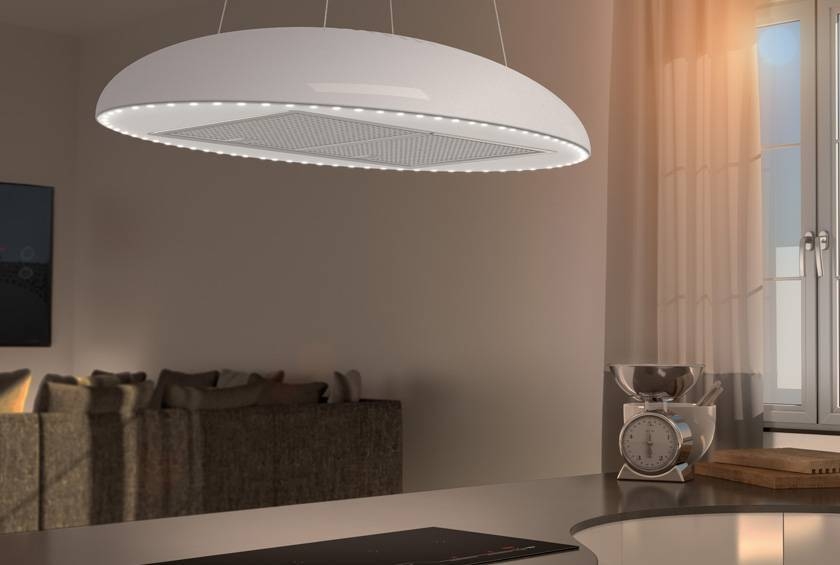 90cm Island LED Lamp Cooker Hood – Airforce Eclipse – Pearl White