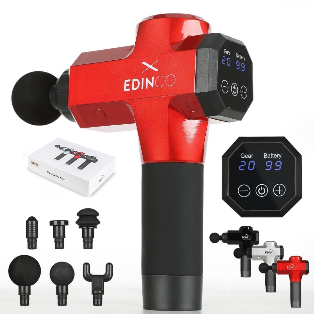 XL Strong Massage Gun – Premium Rechargeable Battery (Red) – Edinco