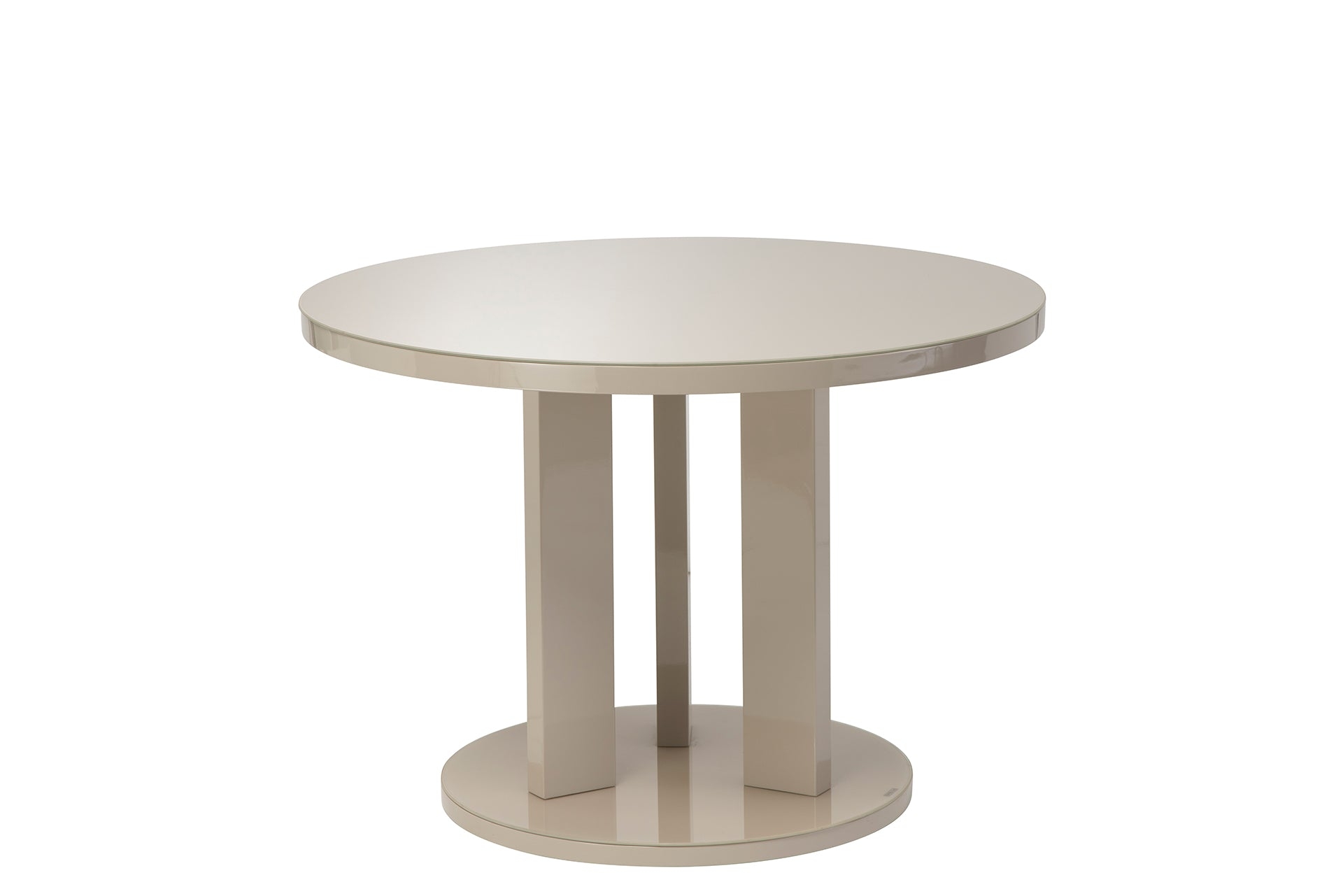 Elsie Round Gloss And Glass Dining Table – Latte – Lc Living