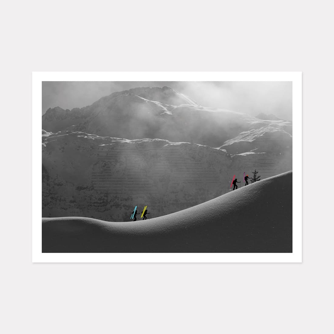 Electric Hike Ski Art Print, A3 (42cm x 29.7cm) unframed print – Powderhound