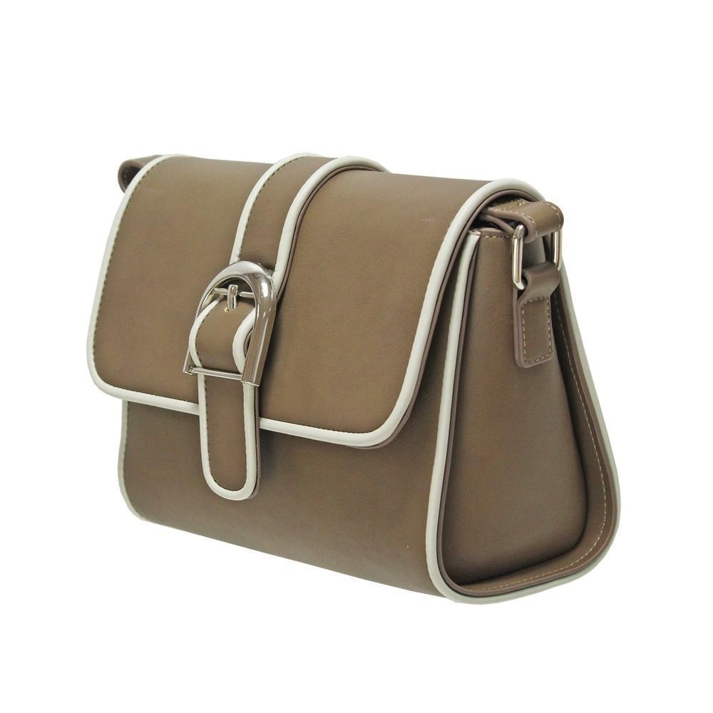 Envy Buckle Satchel Bag – Taupe