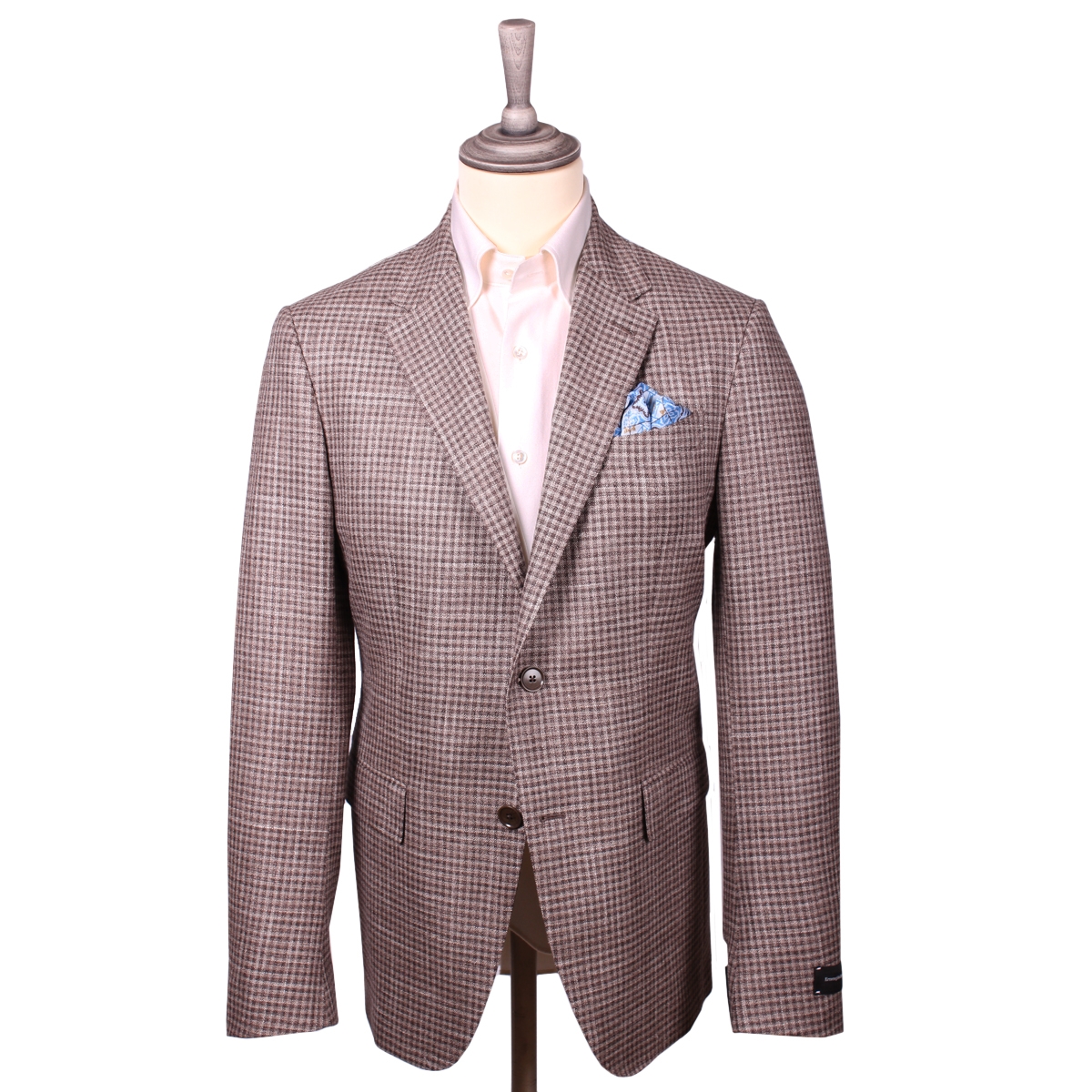 Ermenegildo Zegna Mens Brown & Cream Check Wool Blend Jacket – 56 – Robert Old & Co