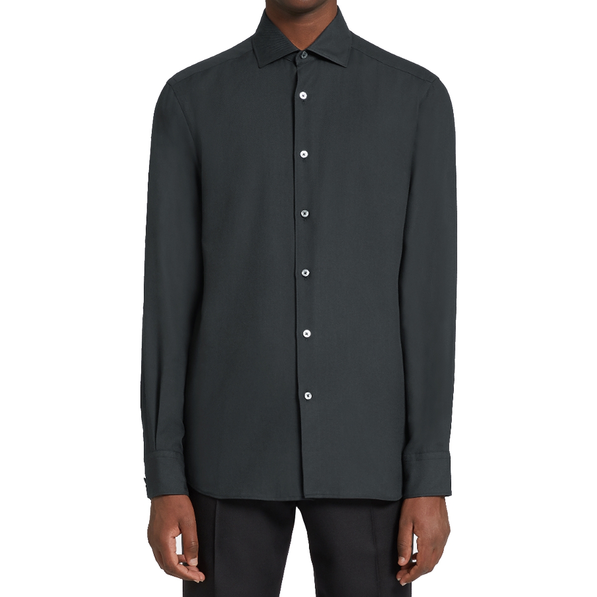 Ermenegildo Zegna Mens Dark Green Cotton & Cashmere Shirt – XL – Robert Old & Co