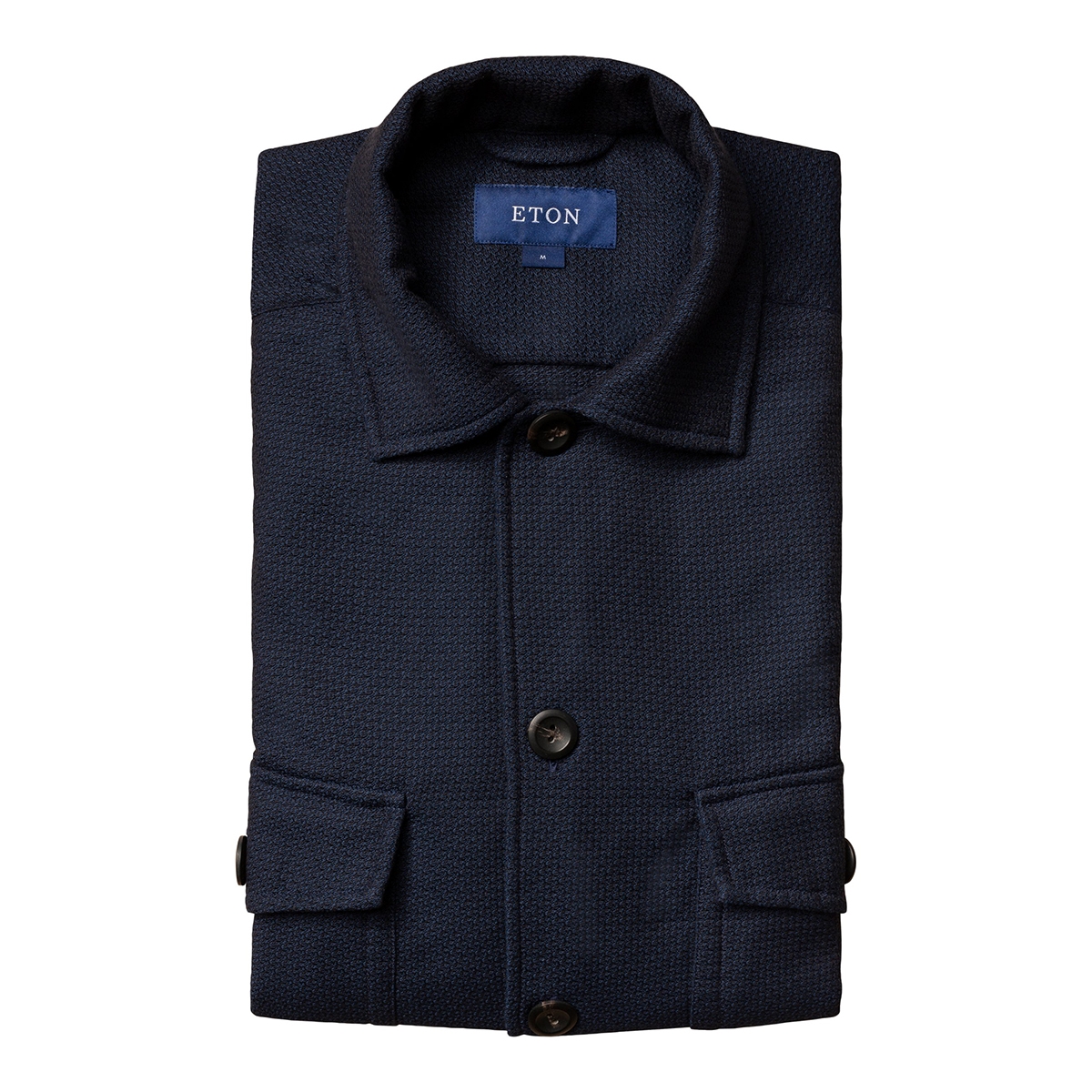 ETON Mens Navy-Blue Dobby Heavy Cotton Overshirt – XL – Robert Old & Co