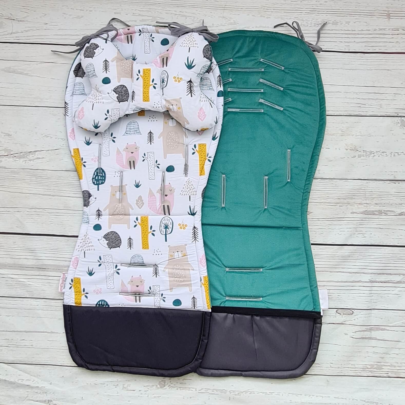 Stroller Pad Liner & Travel Pillow- Magical Forest Friends – Stroller Pad + Travel Pillow – evCushy