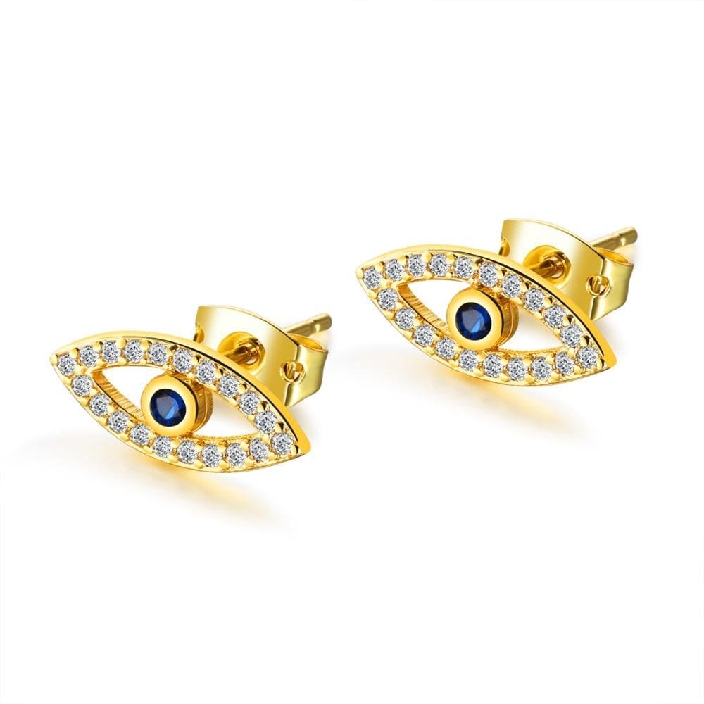 Evil Eye Gold Stud Earrings Gold – Ezavision