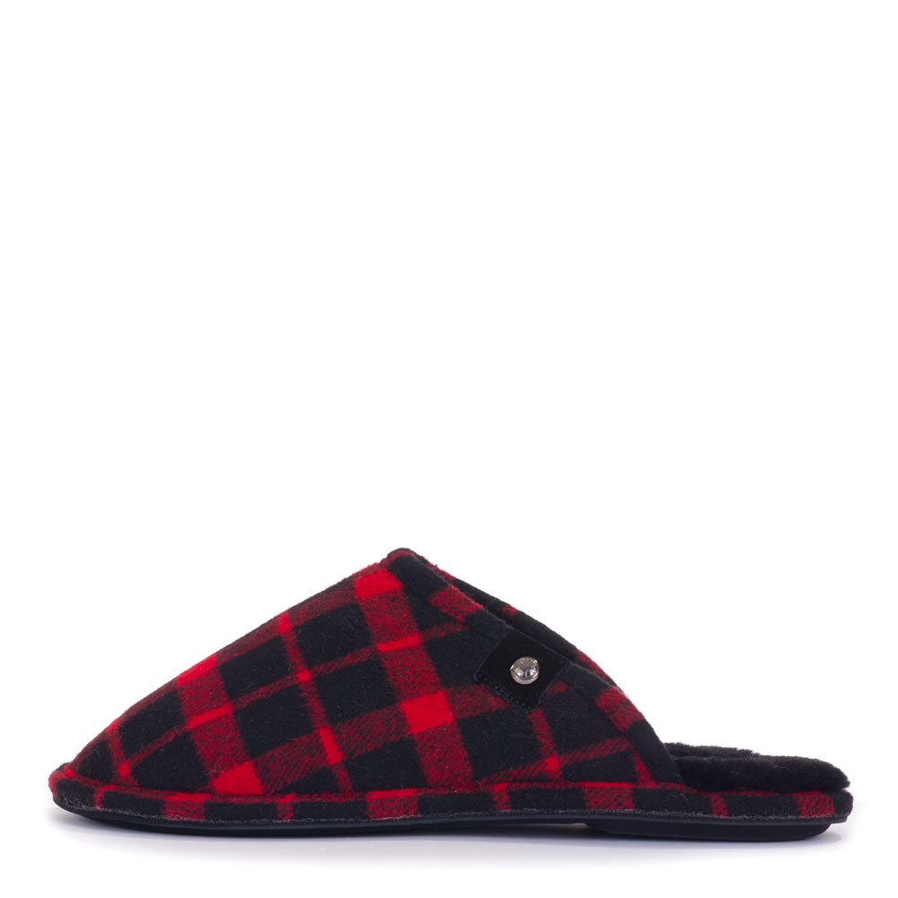 Ewan Faux Fur Slipper Boots – 989 – Red / Black Small Check – Men’s – Bedroom Athletics