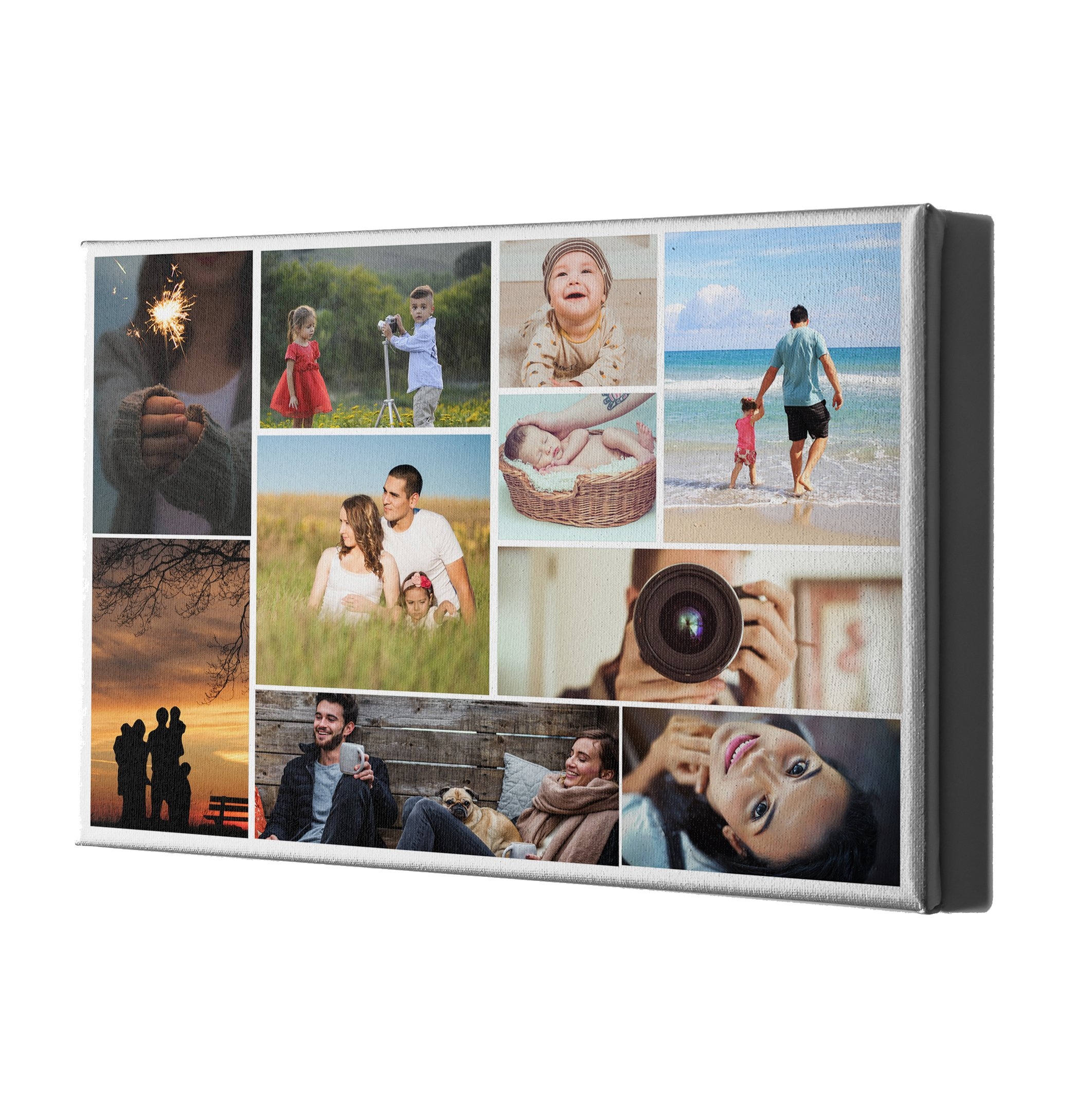 Collage Style Personalised Canvases – White Landscape Portrait, Square 10” x 10” – AI Printing