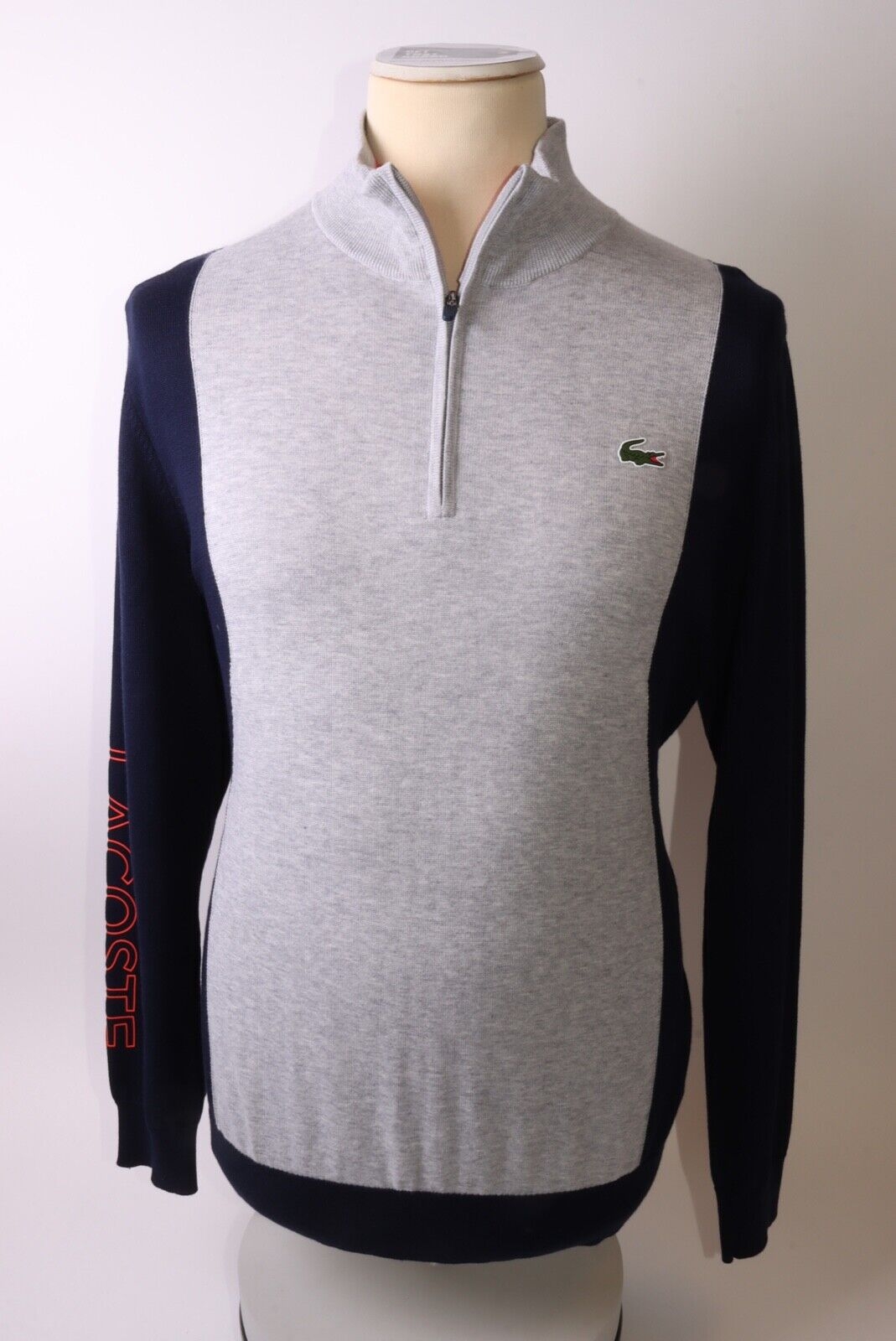 Lacoste Men’s Tricot 1/4 Zip Knit Sweater – L – Navy – Get That Brand