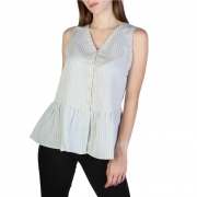 Armani Exchange Womens Blue Striped Sleeveless V-Neck Top- 3Zyh47Yncmz – Blue – L – JC Brandz