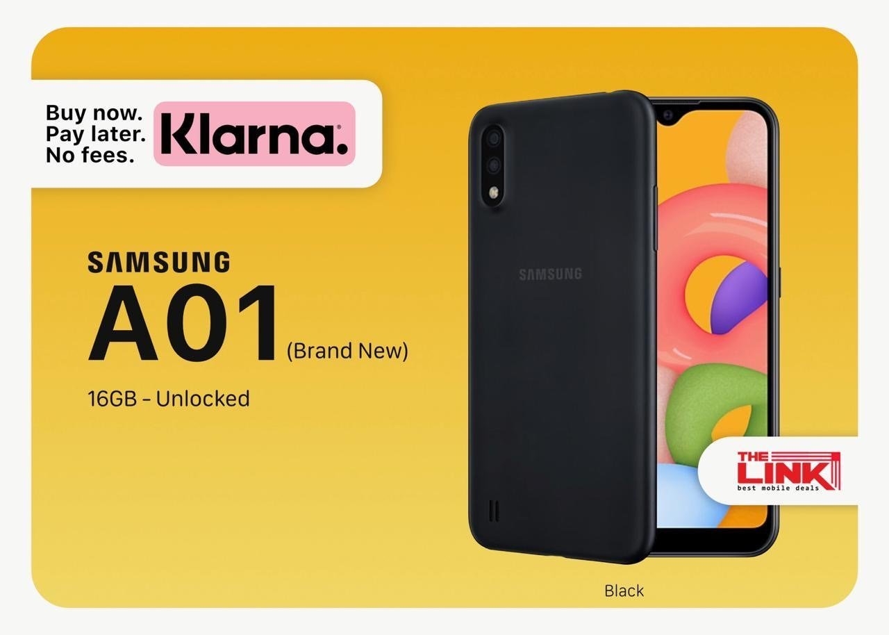 Brand New Samsung Galaxy A01, Unlocked, 16GB, 24 Months Samsung Warranty – Black