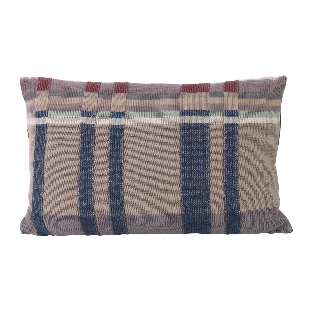 Ferm Living – Medley Knit Cushion – Dark Blue – Large – Beige / Purple – 100% Cotton – 25cm 40cm40cm x 60cm