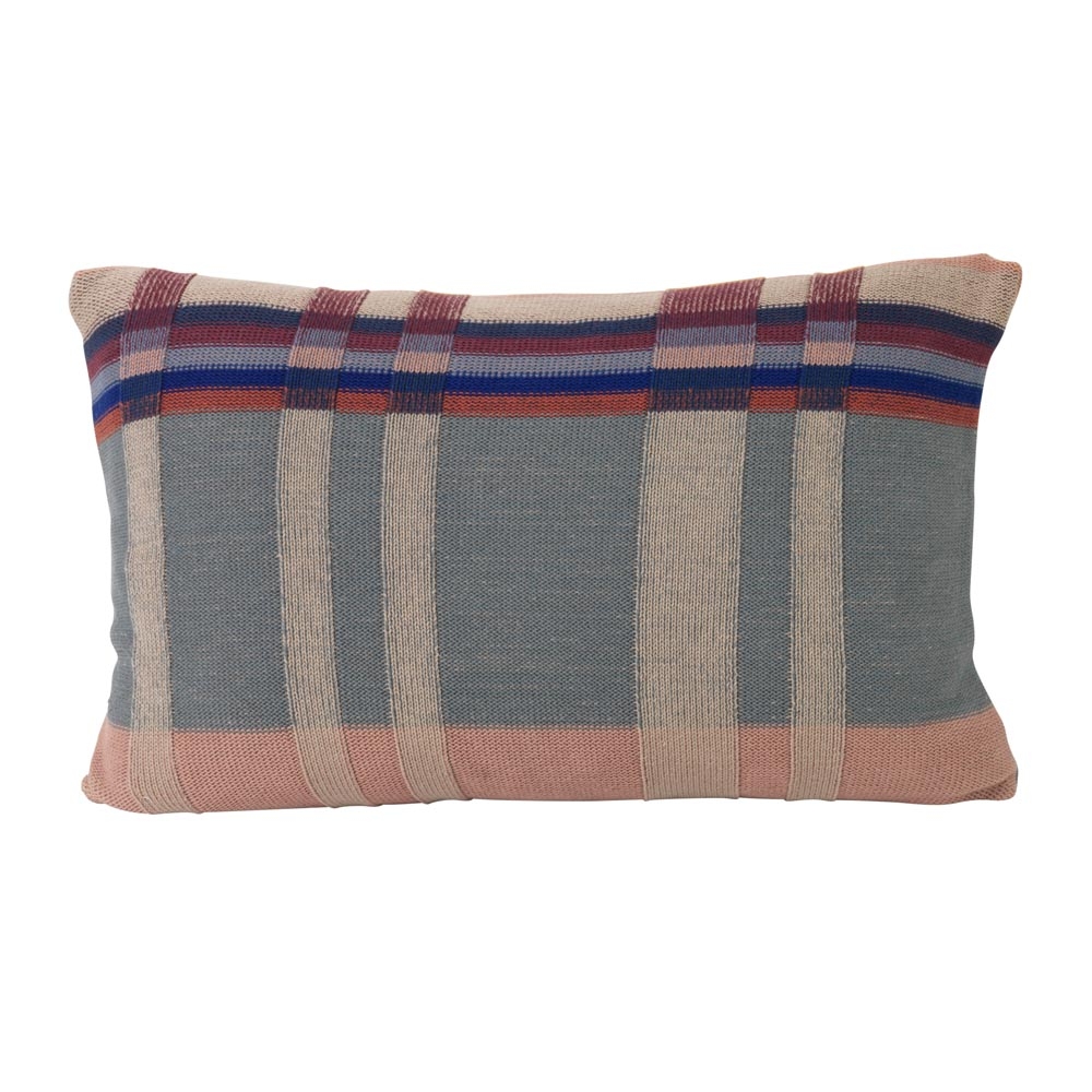 Ferm Living – Medley Knit Cushion – Dusty Blue – Large – Beige / Blue / Purple – 100% Cotton – 25cm 40cm40cm x 60cm