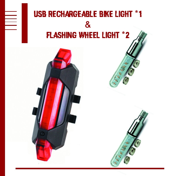 Flashing Bike Light & Wheel Light Set