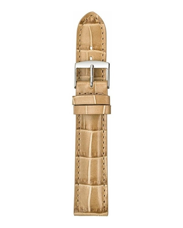 Padded Alligator Grain Leather Watch Band Almond, 18mm