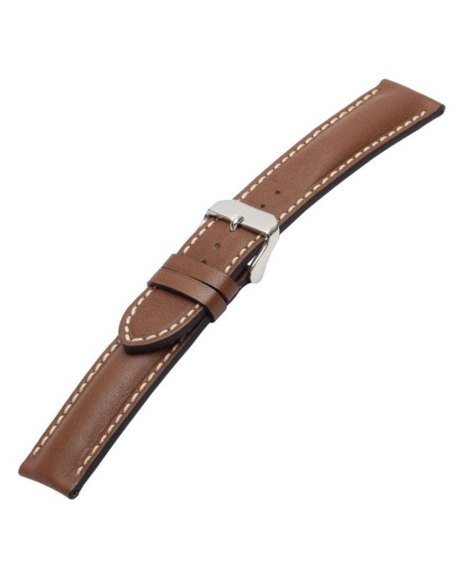 Padded Chrono Leather Watch Band Brown, 20mm