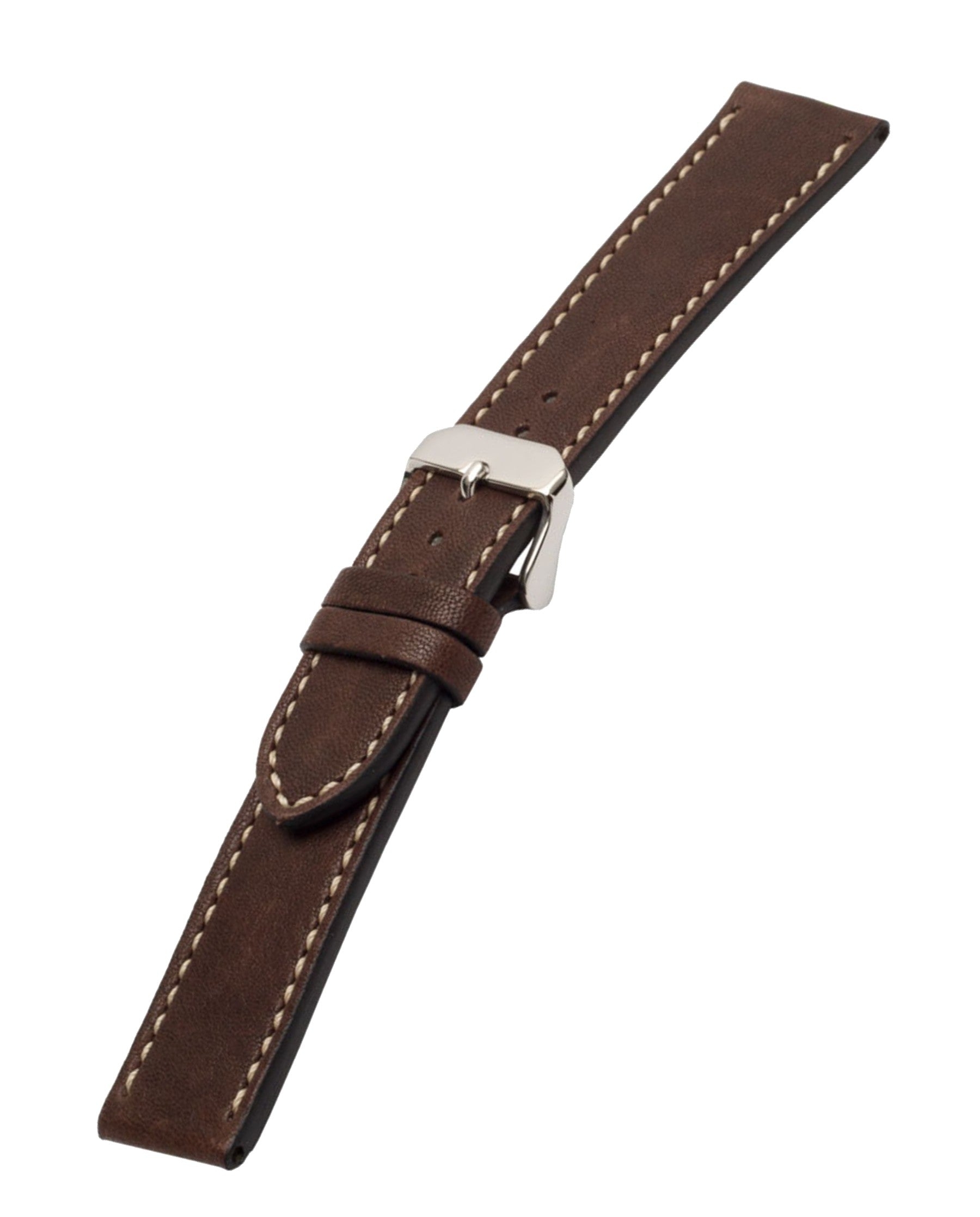 Premium Classic Leather Watch Band Dark Brown, 18mm