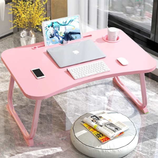 Portable Folding Laptop Table, Breakfast Serving Bed Tray – Pink