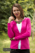 Crew-Neck Cardigan S / Fuchsia by Pink Avocet