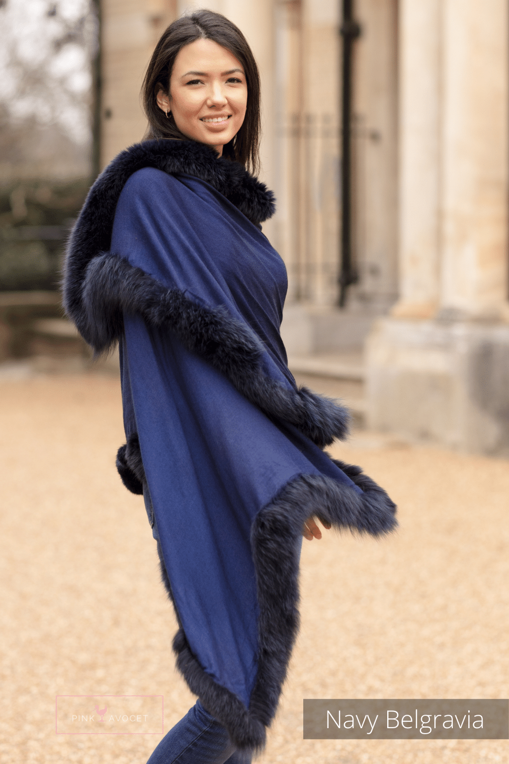 Belgravia Pure Cashmere Shawl Navy / One Size by Pink Avocet