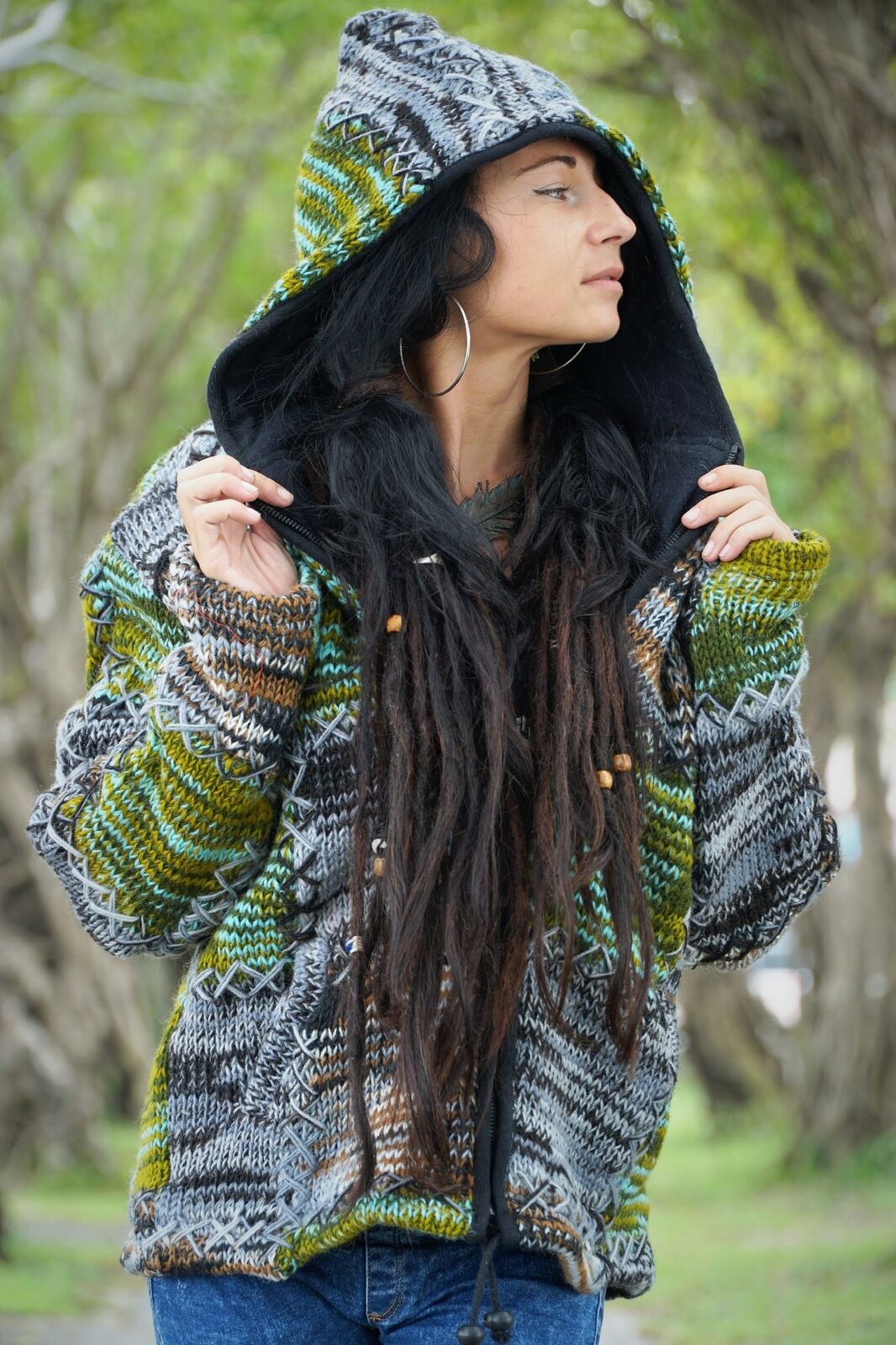 Wool Jacket – Green & Grey – Medium – The Karmic Chameleon