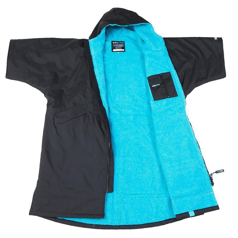 dryrobe Advance Short Sleeve Changing Robe – Small in Black/Blue