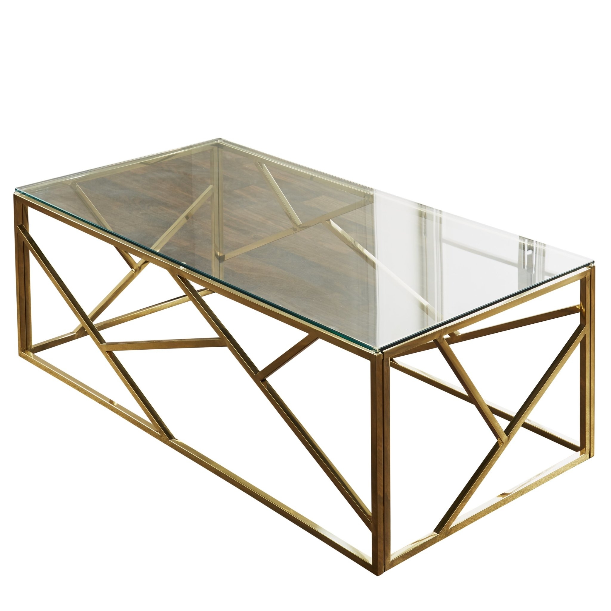 Native Home & Lifestyle Geometric Coffee Table In Gold 120 x 60 x 40cm – Furniture & Homeware – The Luxe Home