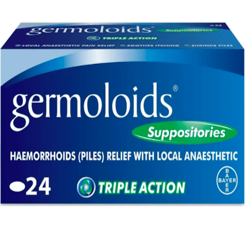 Germoloids Dual Action Suppositories Large – 24 Suppositories – Caplet Pharmacy