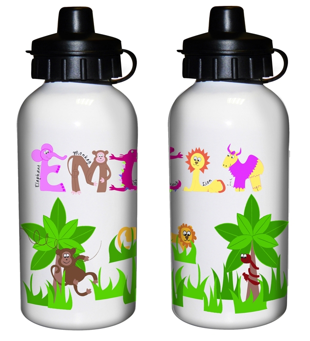 Girls Animal Alphabet Personalised Drinks Bottle