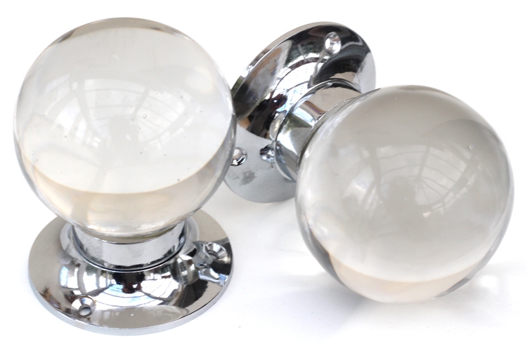 Knobbles & Bobbles – Ball Mortice Door Knobs – Door Furniture – Clear – Glass – 6cm – Set Of 2 – Variant 6927