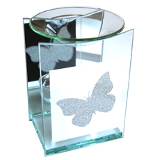 Knobbles & Bobbles – Wax Burner – Clear – Butterfly Pattern – Glass – 10 x 11cm – Variant 8859