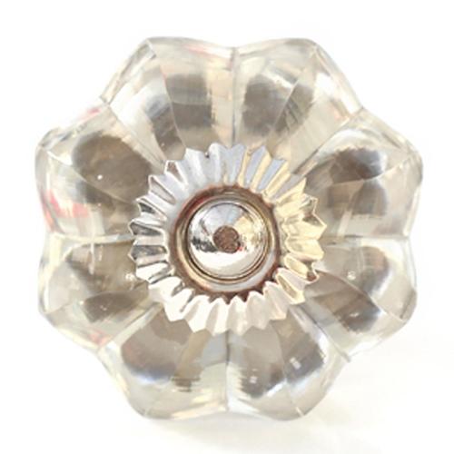 Knobbles & Bobbles – Melon Cabinet Knob – Cupboard Hardware – Silver – Glass – 3.8cm – Variant 3417