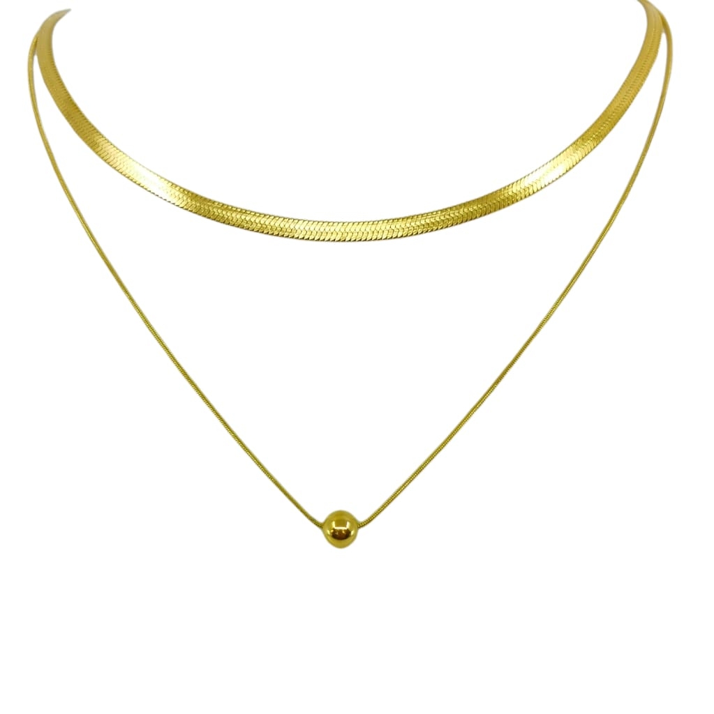 Gold Double Chain Necklace 45+5cm – Gold – Ezavision