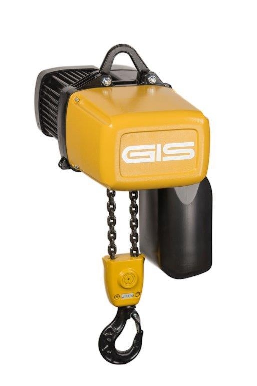Hoistshop – Gis Gp250/1NF Electric Chain Hoist With Hook Suspension – Max 400kg SWL – 18m – Steel / Aluminium – Yellow / Black