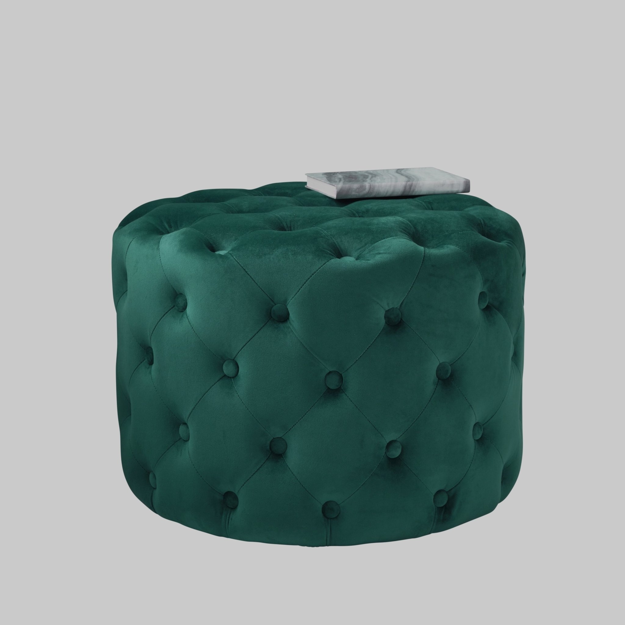 Native Home & Lifestyle Pouffe in Green Tufted Velvet 60 x 60 x 42cm – Furniture & Homeware – The Luxe Home