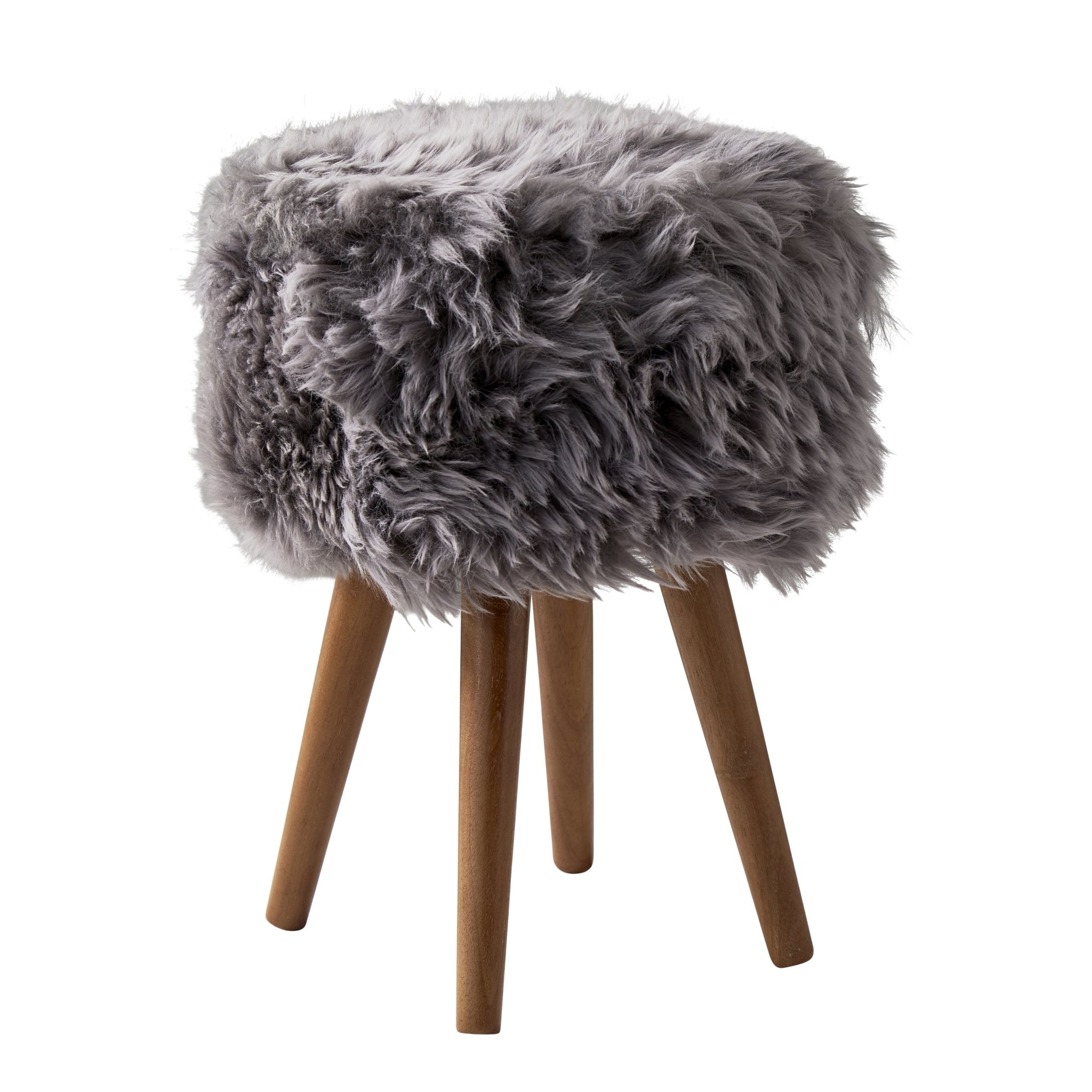 Native Home & Lifestyle Stool In Grey Sheepskin 30 x 30 x 45cm – Furniture & Homeware – The Luxe Home
