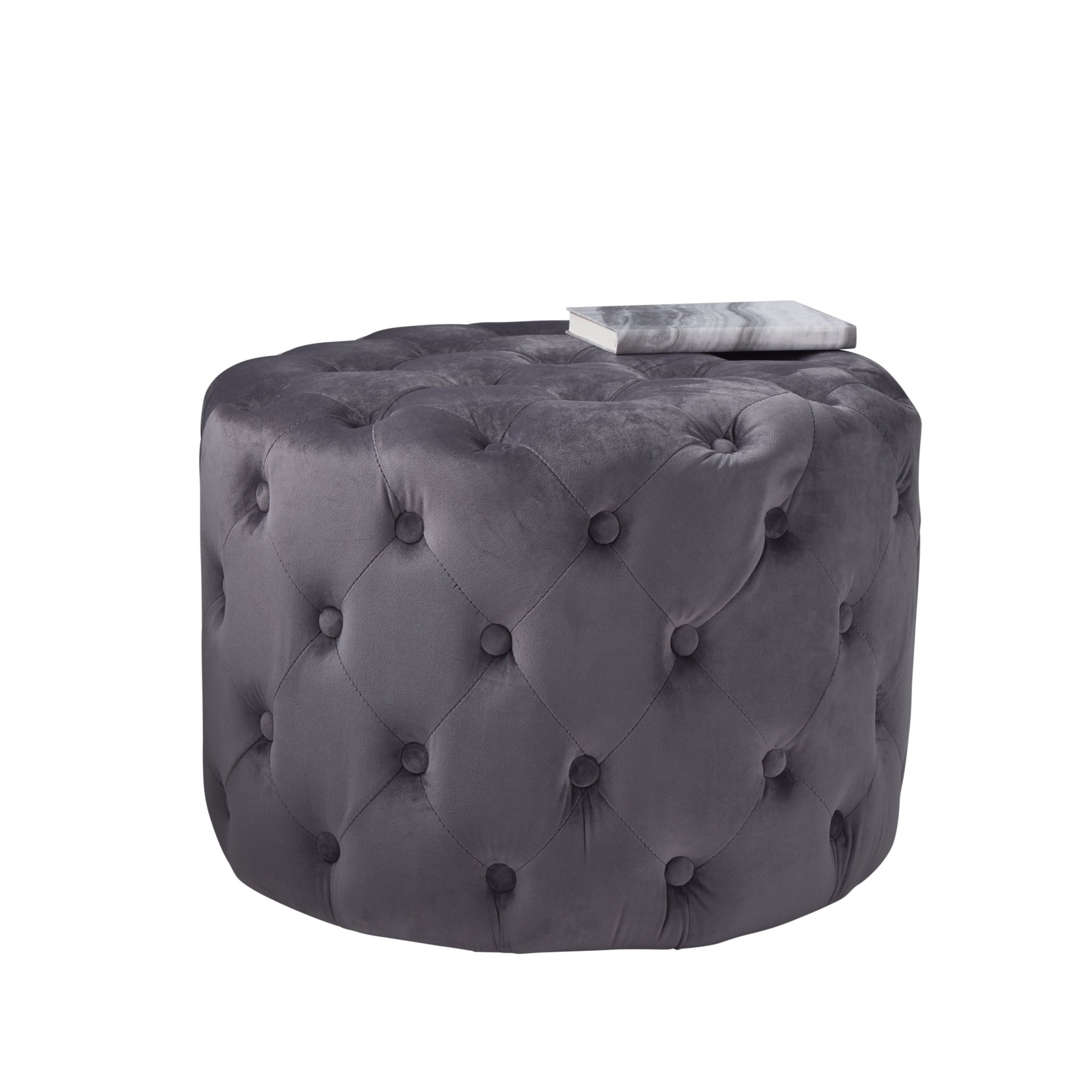 Native Home & Lifestyle Pouffe in Grey Tufted Velvet 60 x 60 x 42cm – Furniture & Homeware – The Luxe Home