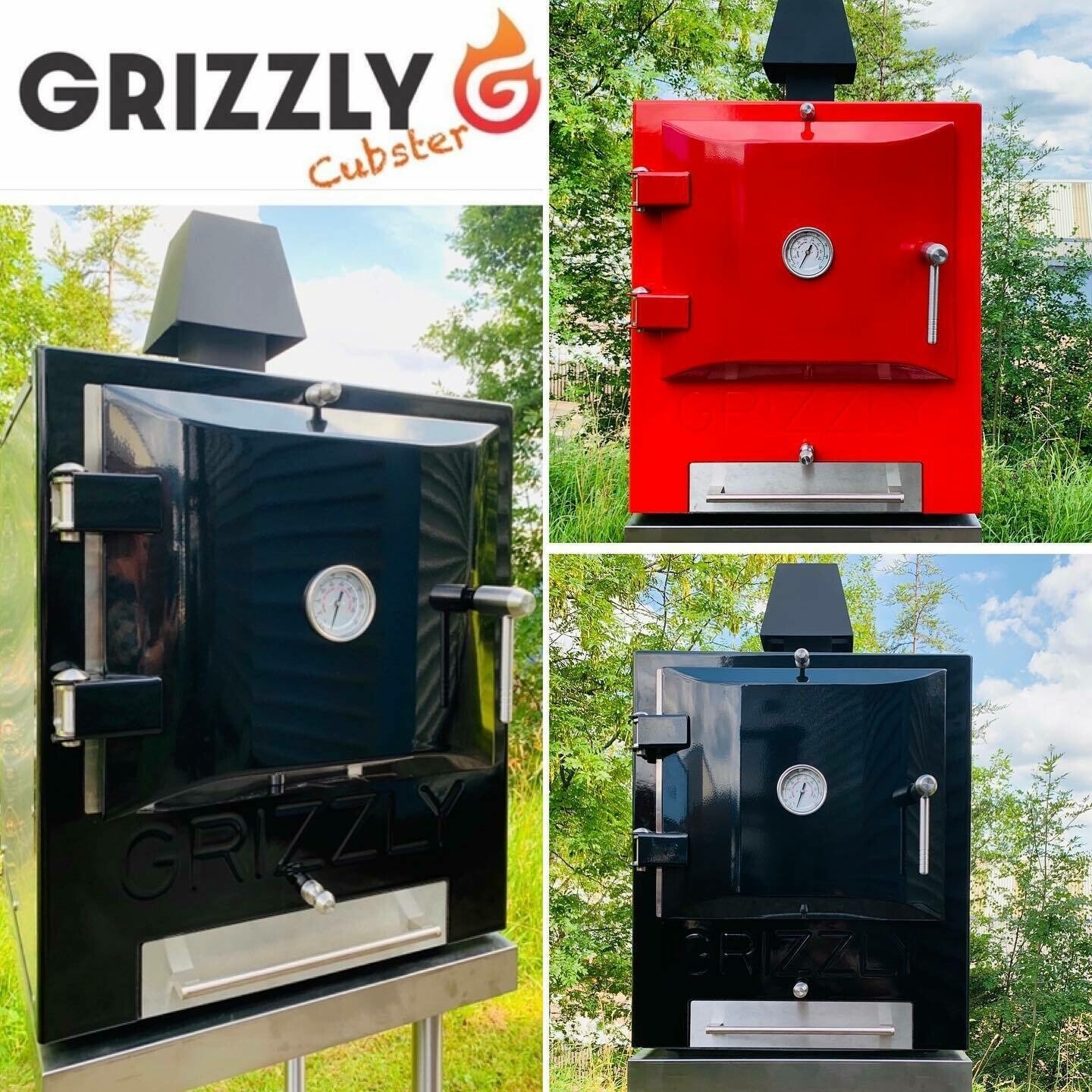 Grizzly Cubster Outdoor Oven by Elementi – Red / With Cover – Outdoor Pizza Oven – Forno Boutique