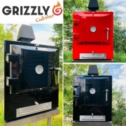 Grizzly Cubster Outdoor Oven by Elementi – Red / With Cover and Trolley – Outdoor Pizza Oven – Forno Boutique