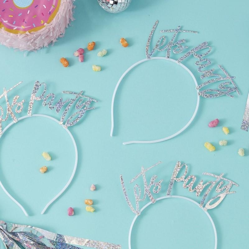 Ginger Ray – Lets Party Headbands – SIlver – Party Supplies