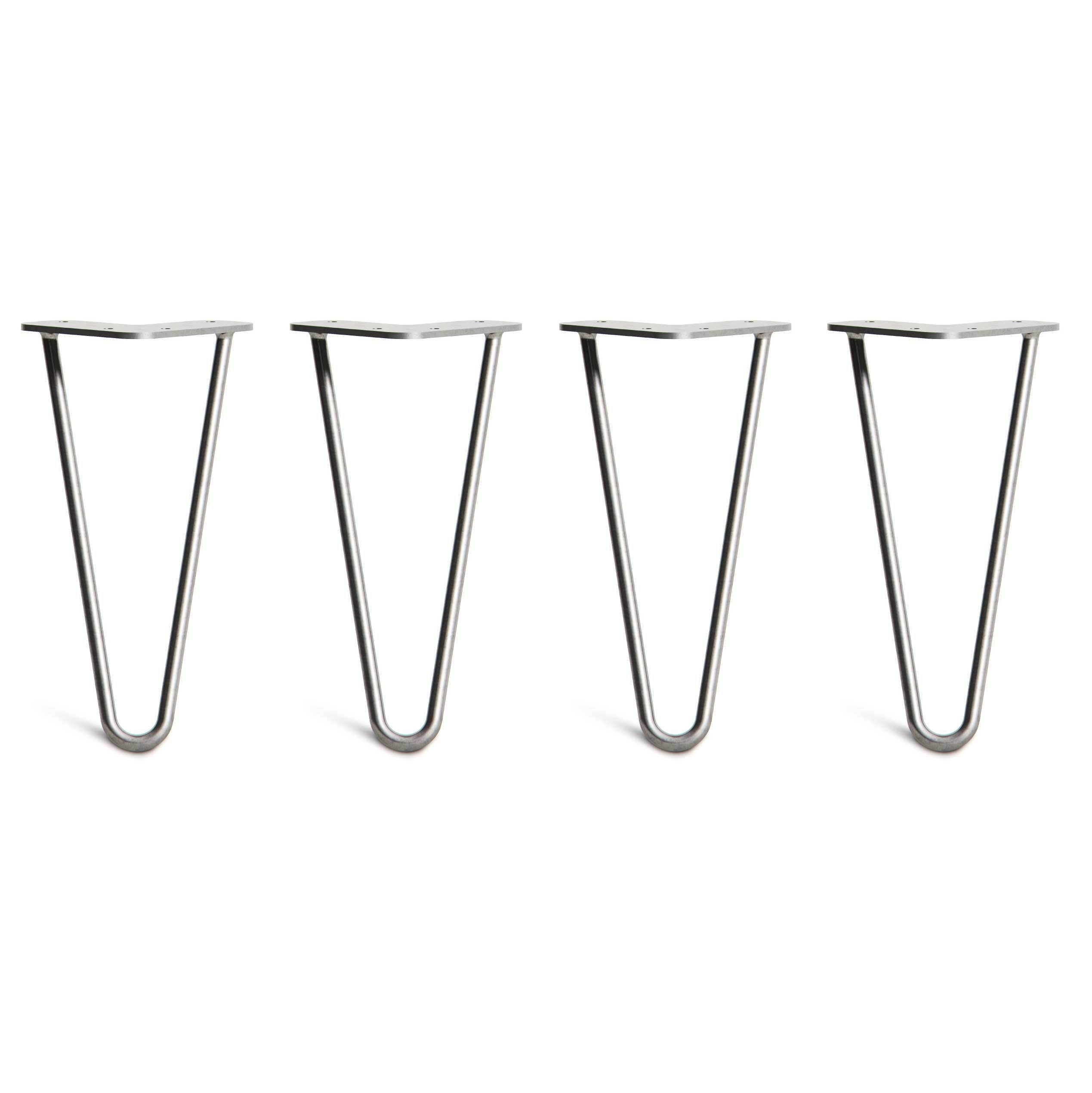 Low Coffee Table Hairpin Legs – Steel – Silver – 25cm – 2 Rod Design – 10mm – Classic – Pack Of 4 – The Hairpin Leg Company