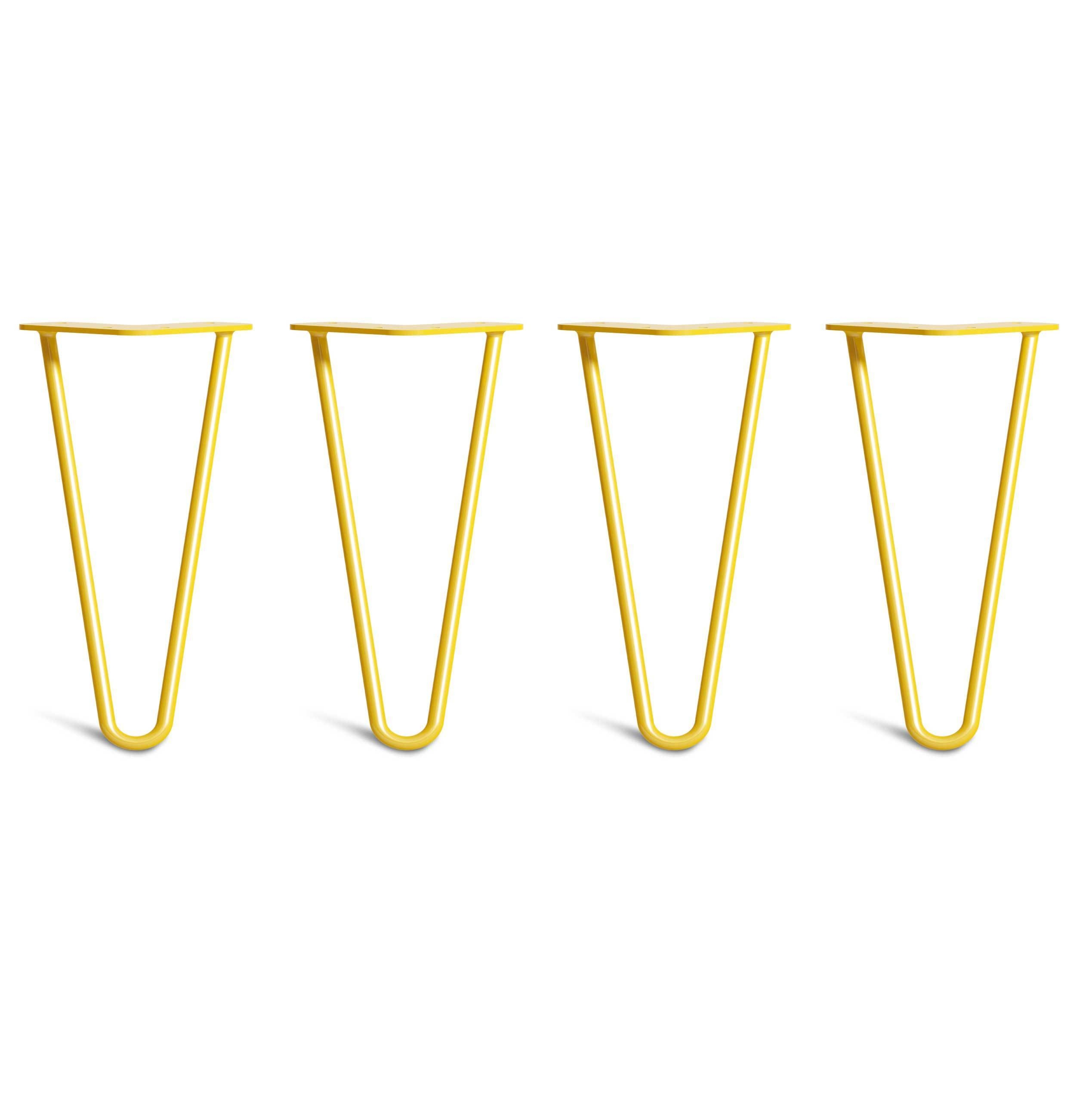 Low Coffee Table Hairpin Legs – Steel – Yellow – 25cm – 2 Rod Design – 10mm – Classic – Pack Of 4 – The Hairpin Leg Company