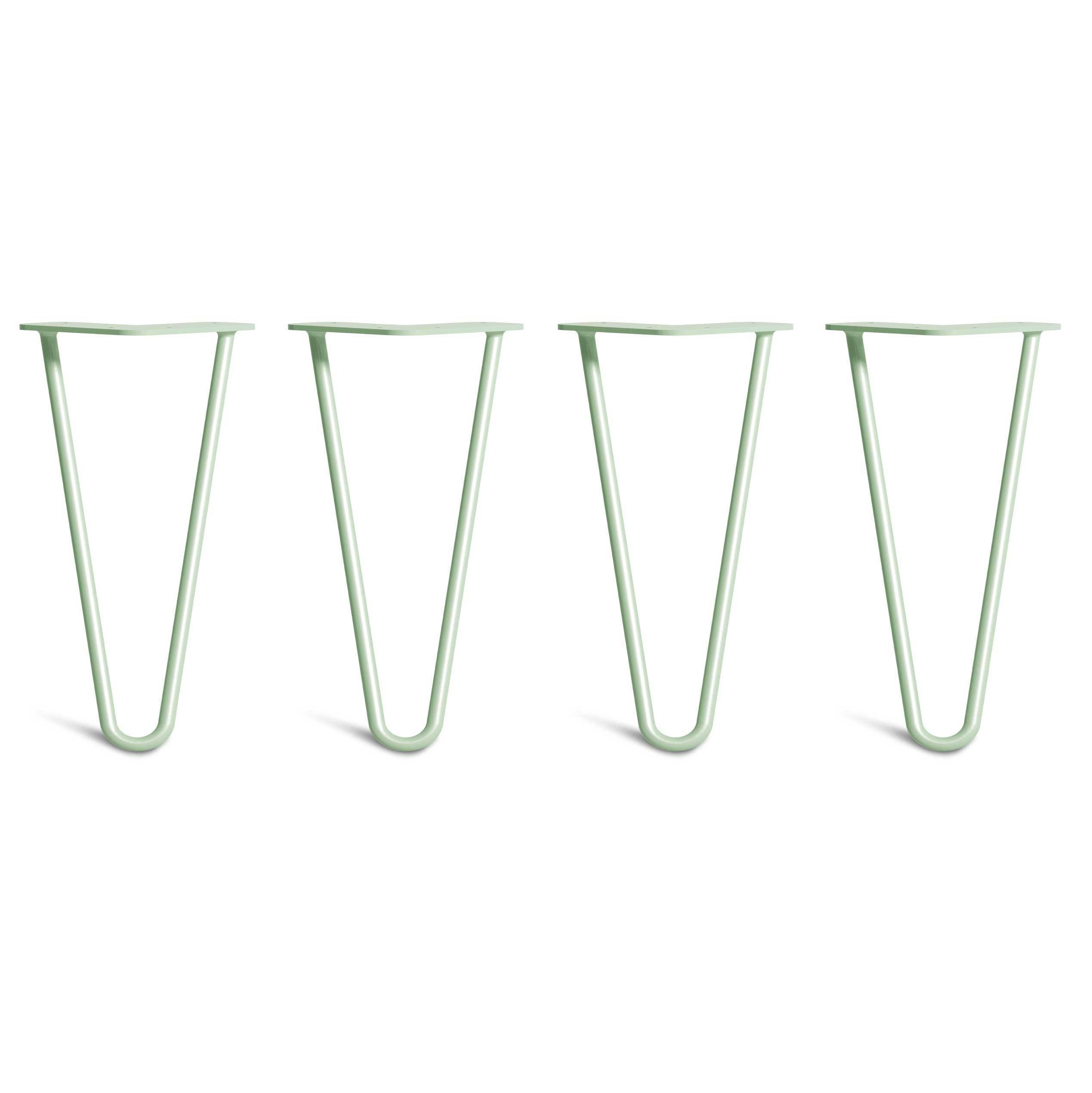 Low Coffee Table Hairpin Legs – Steel – Pastel Green – 25cm – 2 Rod Design – 10mm – Classic – Pack Of 4 – The Hairpin Leg Company