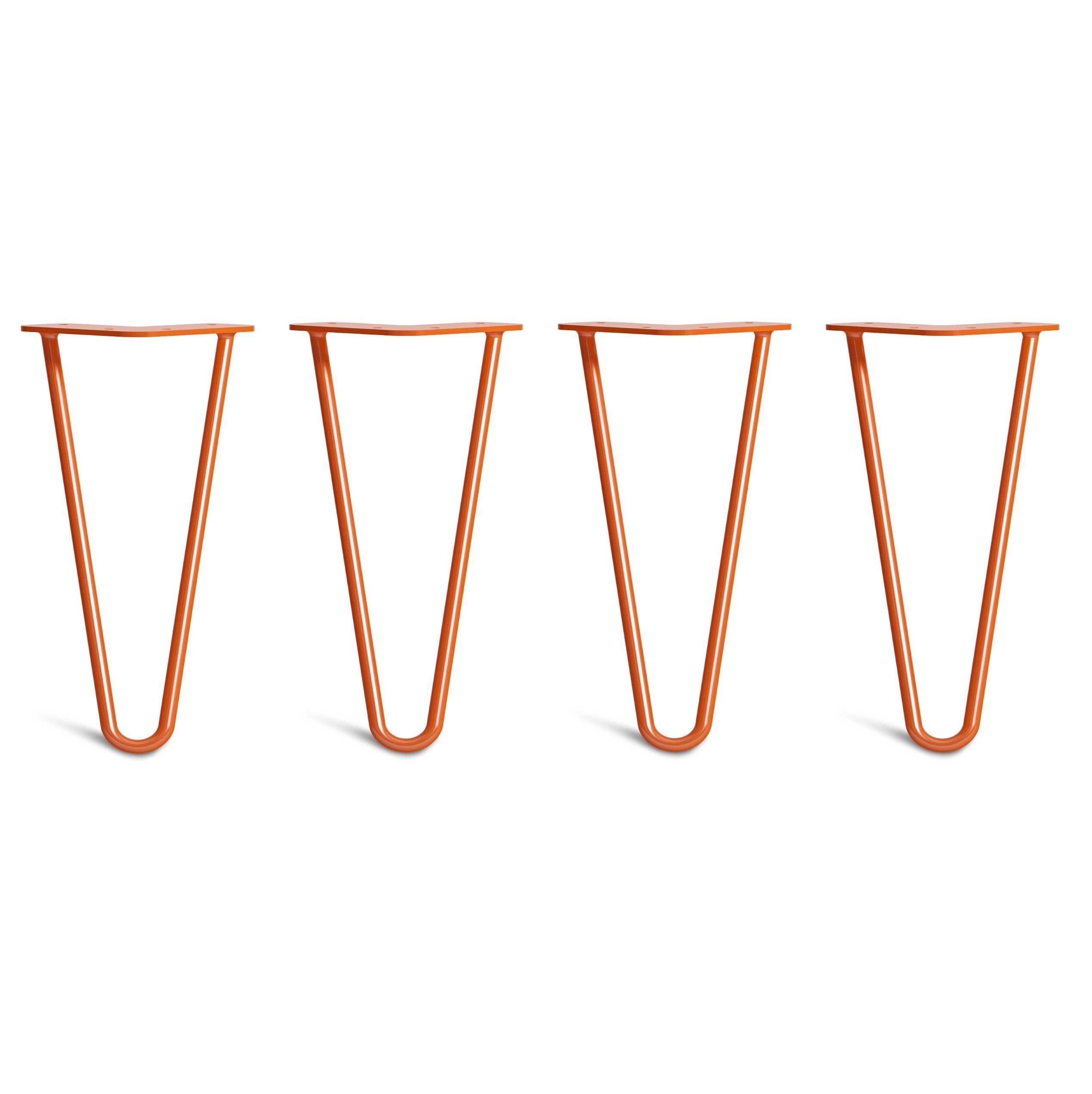 Low Coffee Table Hairpin Legs – Steel – Orange – 25cm – 2 Rod Design – 10mm – Classic – Pack Of 4 – The Hairpin Leg Company