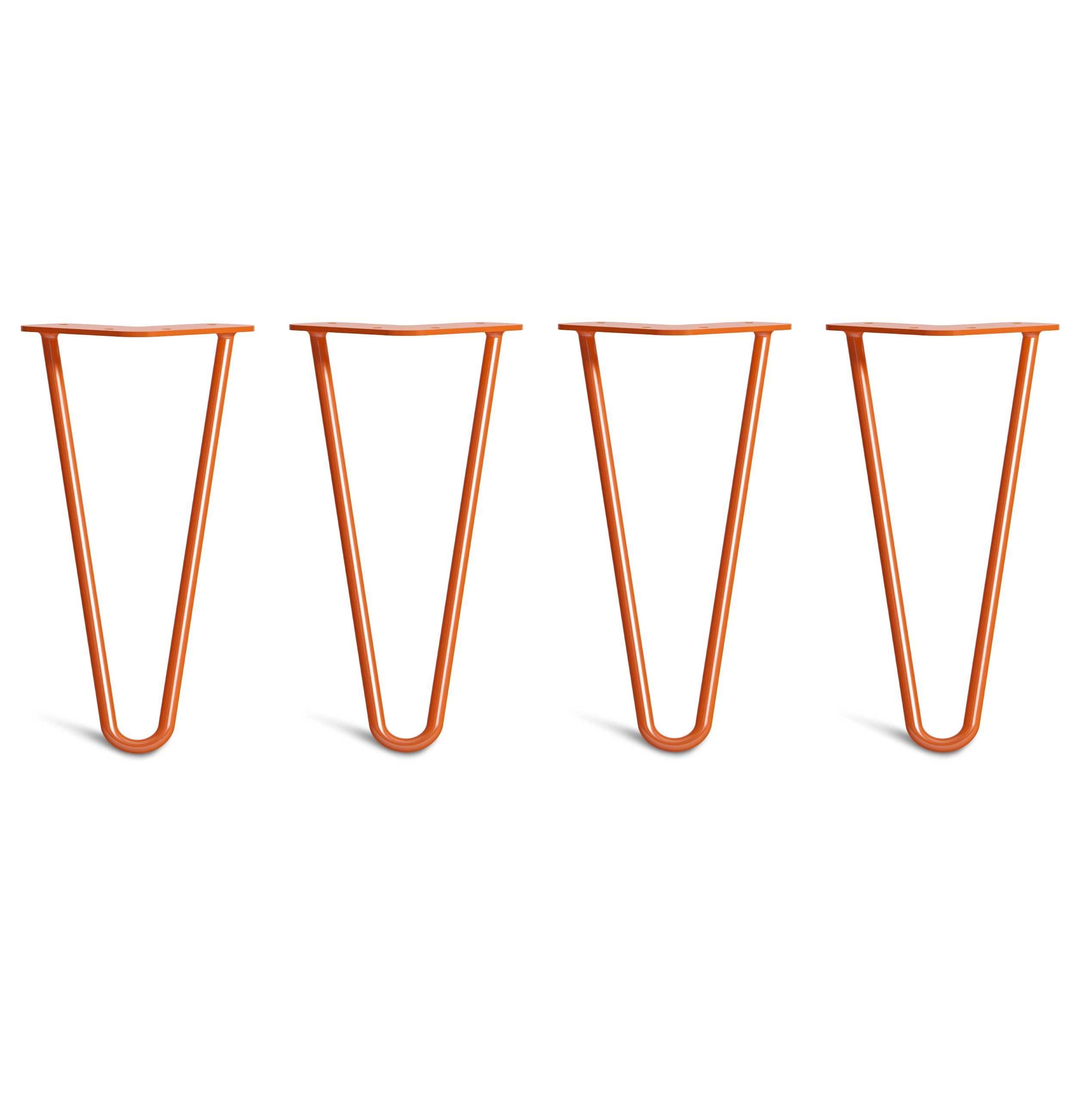 Low Coffee Table Hairpin Legs – Steel – Orange – 25cm – 2 Rod Design – 10mm – Classic – Pack Of 4 – The Hairpin Leg Company