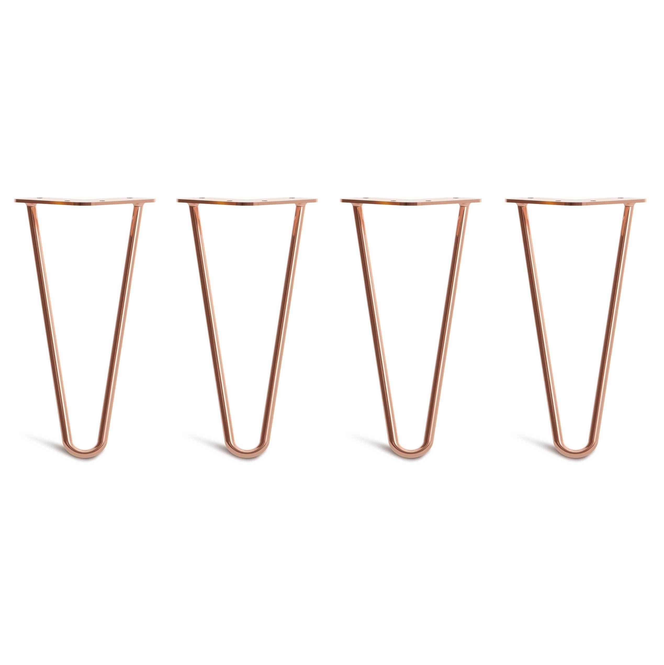 Low Coffee Table Hairpin Legs – Steel – Copper – 25cm – 2 Rod Design – 10mm – Classic – Pack Of 4 – The Hairpin Leg Company