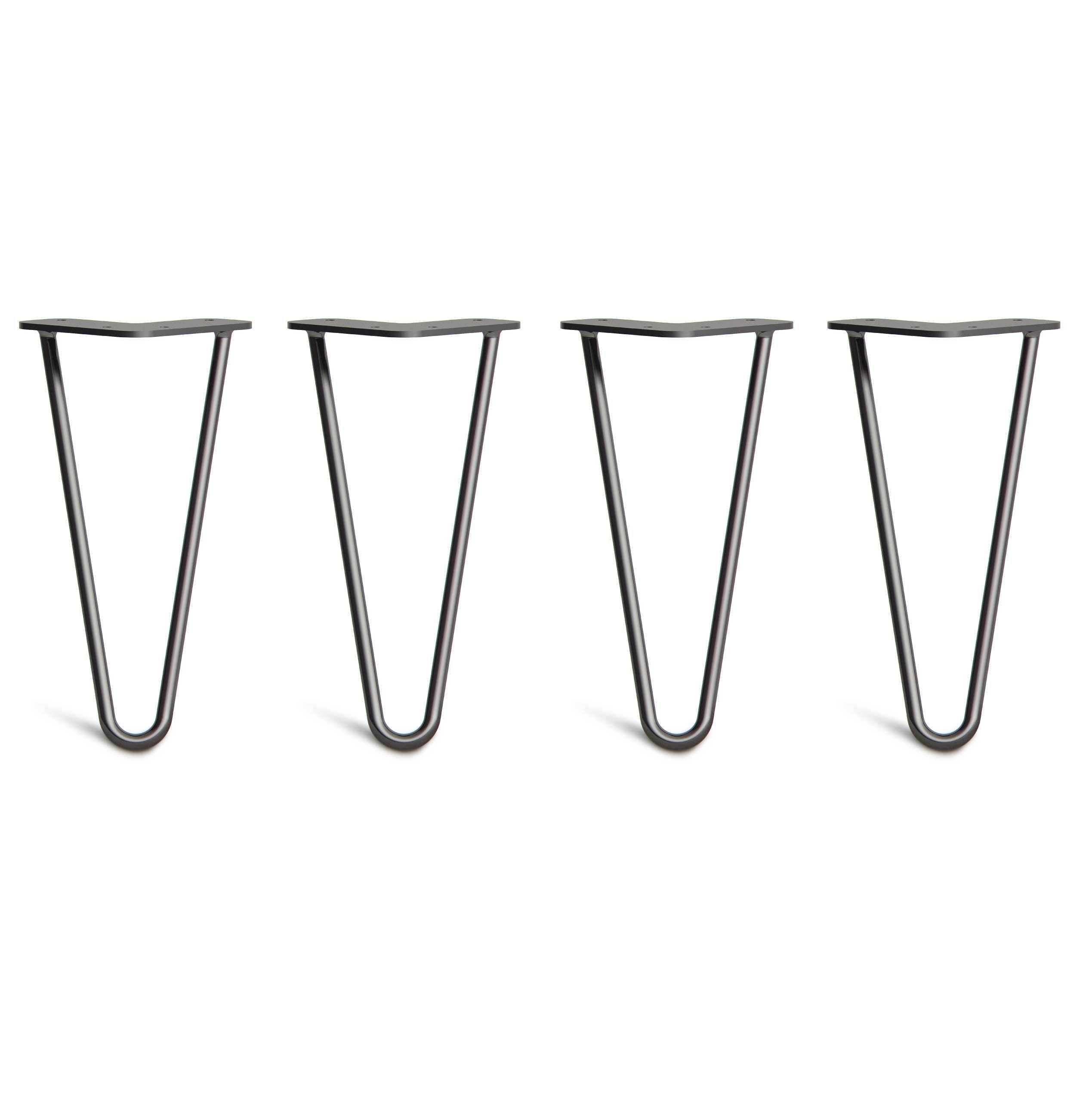 Low Coffee Table Hairpin Legs – Steel – Black – 25cm – 2 Rod Design – 10mm – Classic – Pack Of 4 – The Hairpin Leg Company