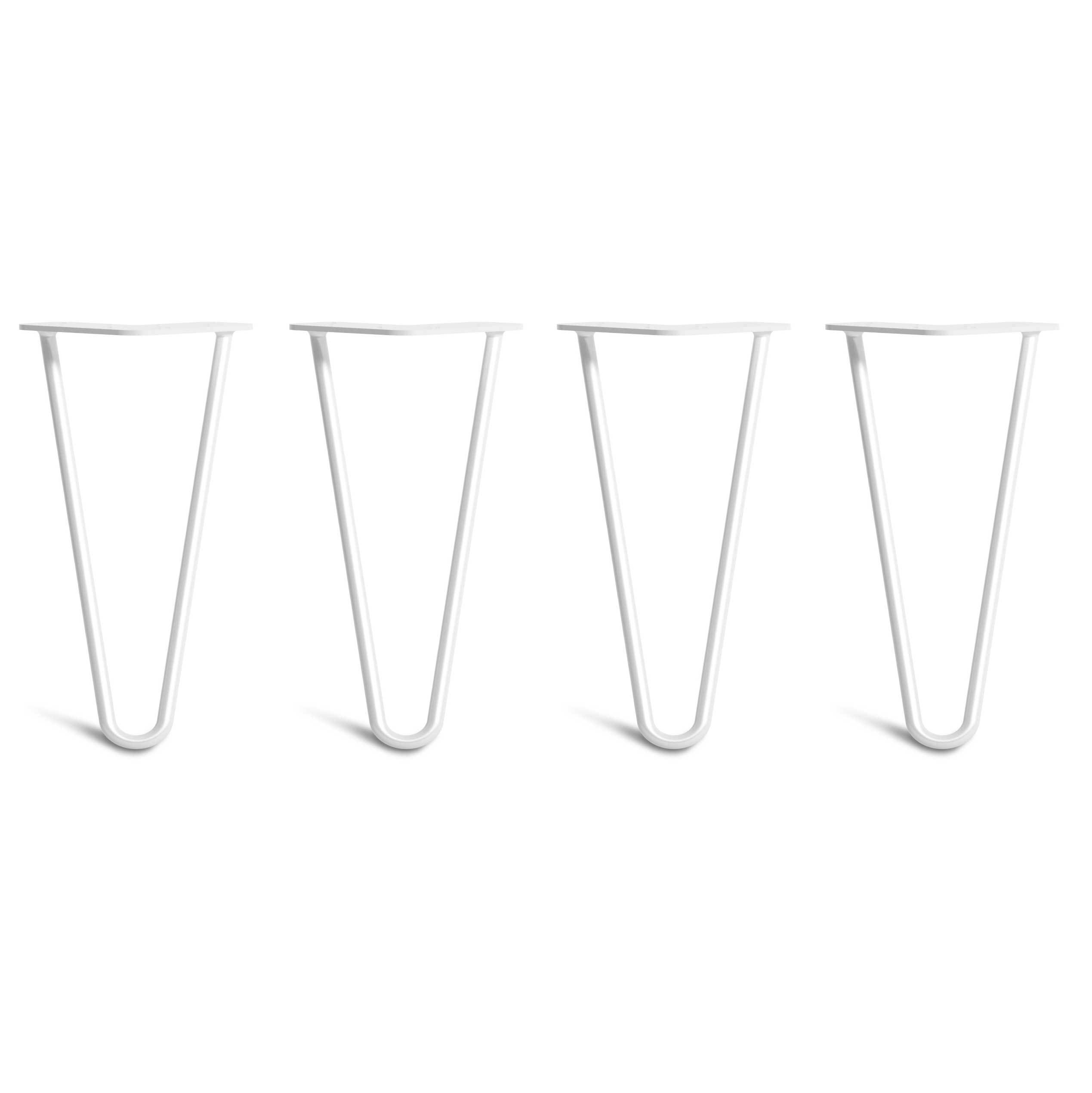 Low Coffee Table Hairpin Legs – Steel – White – 25cm – 2 Rod Design – 10mm – Classic – Pack Of 4 – The Hairpin Leg Company